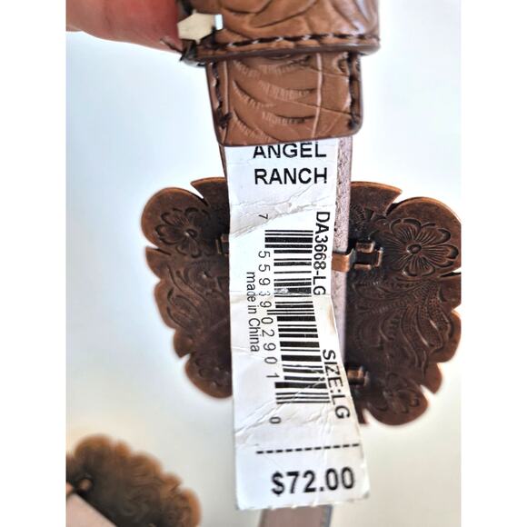 Angel Ranch Womens Sz Large Concho Belt Brown Leather Copper Tone Western NWT - Picture 5 of 6